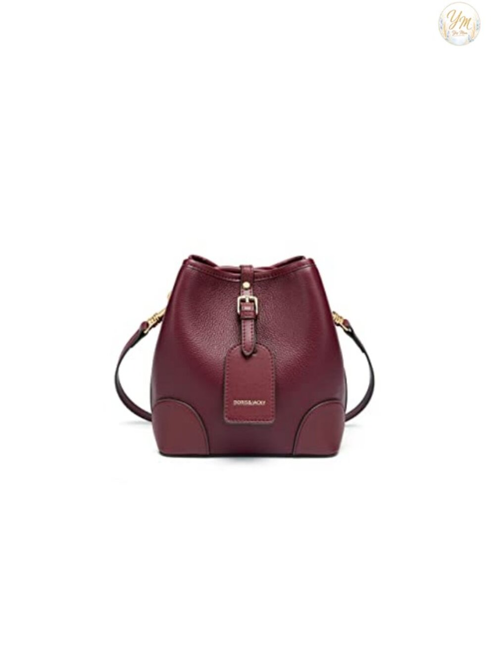 Genuine Leather Bucket Crossbody Bag Drawstring Shoulder Purse